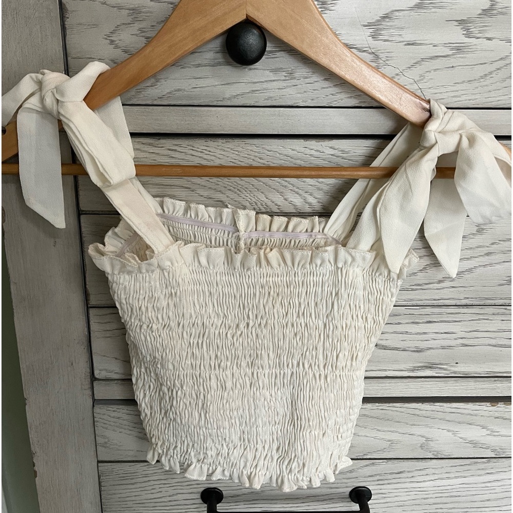Off white Smocked crop top with ties